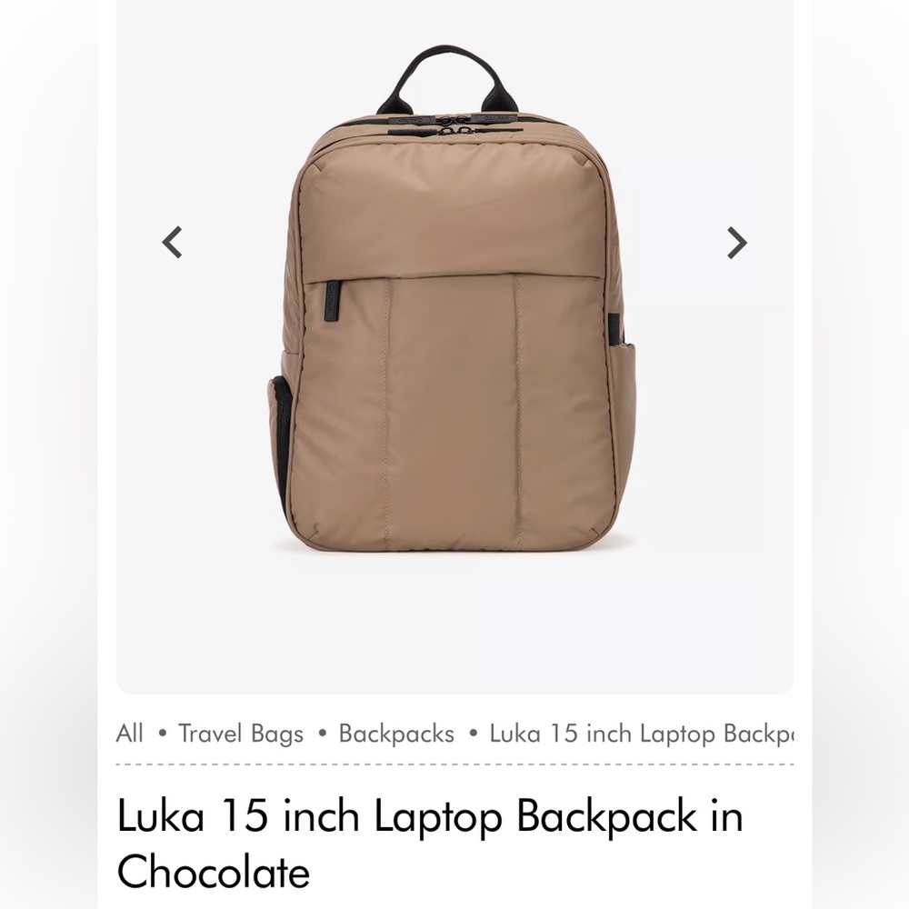 Brand New!! Calpak Luka 15 in Laptop Travel Backpack in Brown/Chocolate